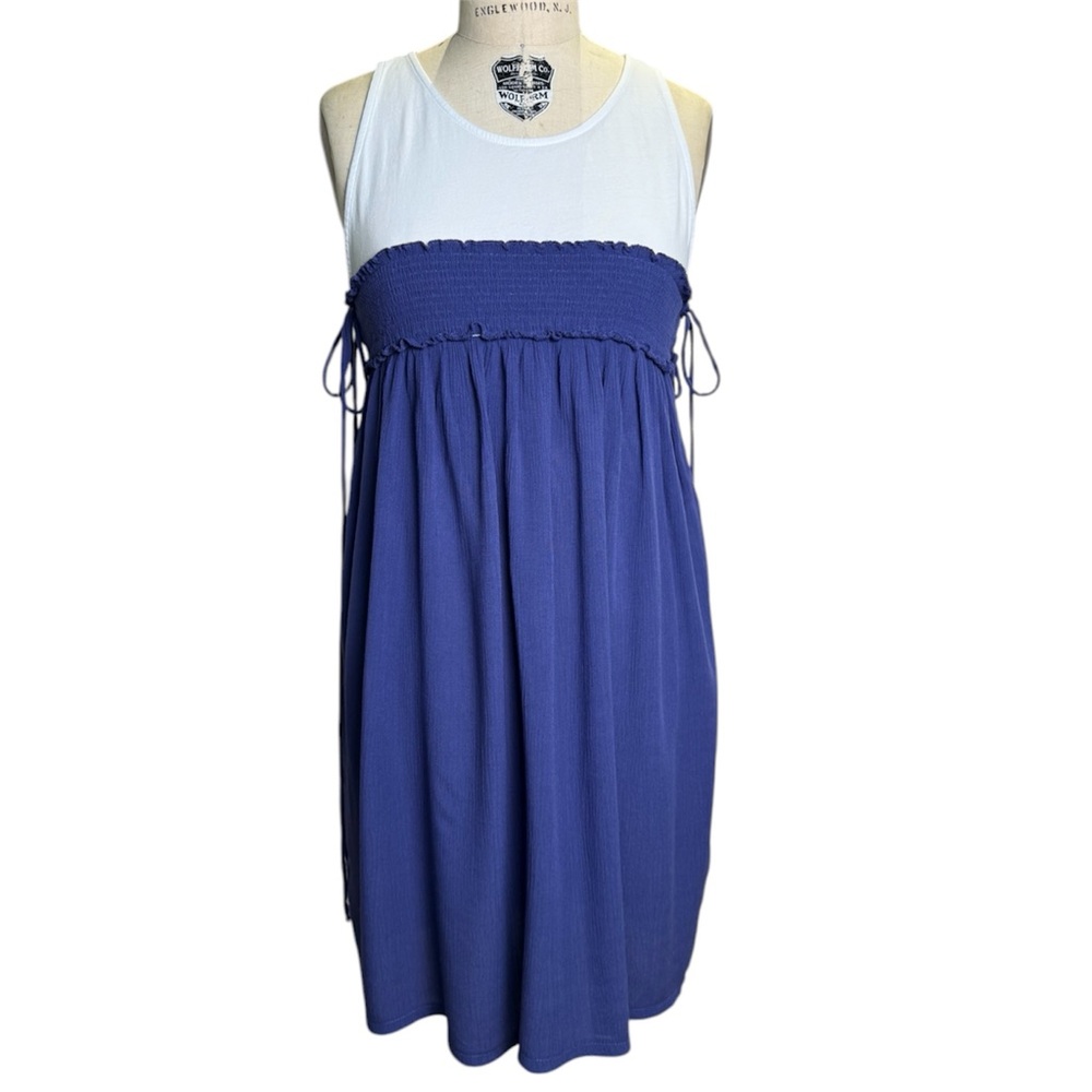 Zara Blue and White Knit Mini Dress — Size M